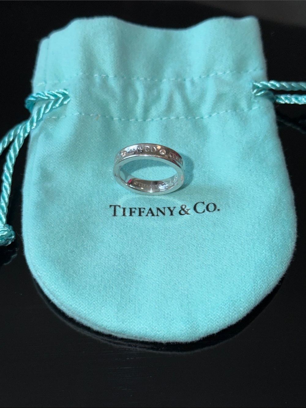 Tiffany & Co 1837 Narrow Ring 18k White Gold with Diamonds includes pouch